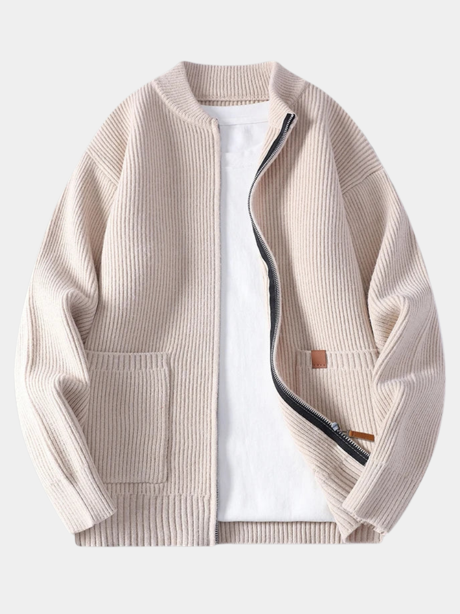 Veste zippée en maille côtelée