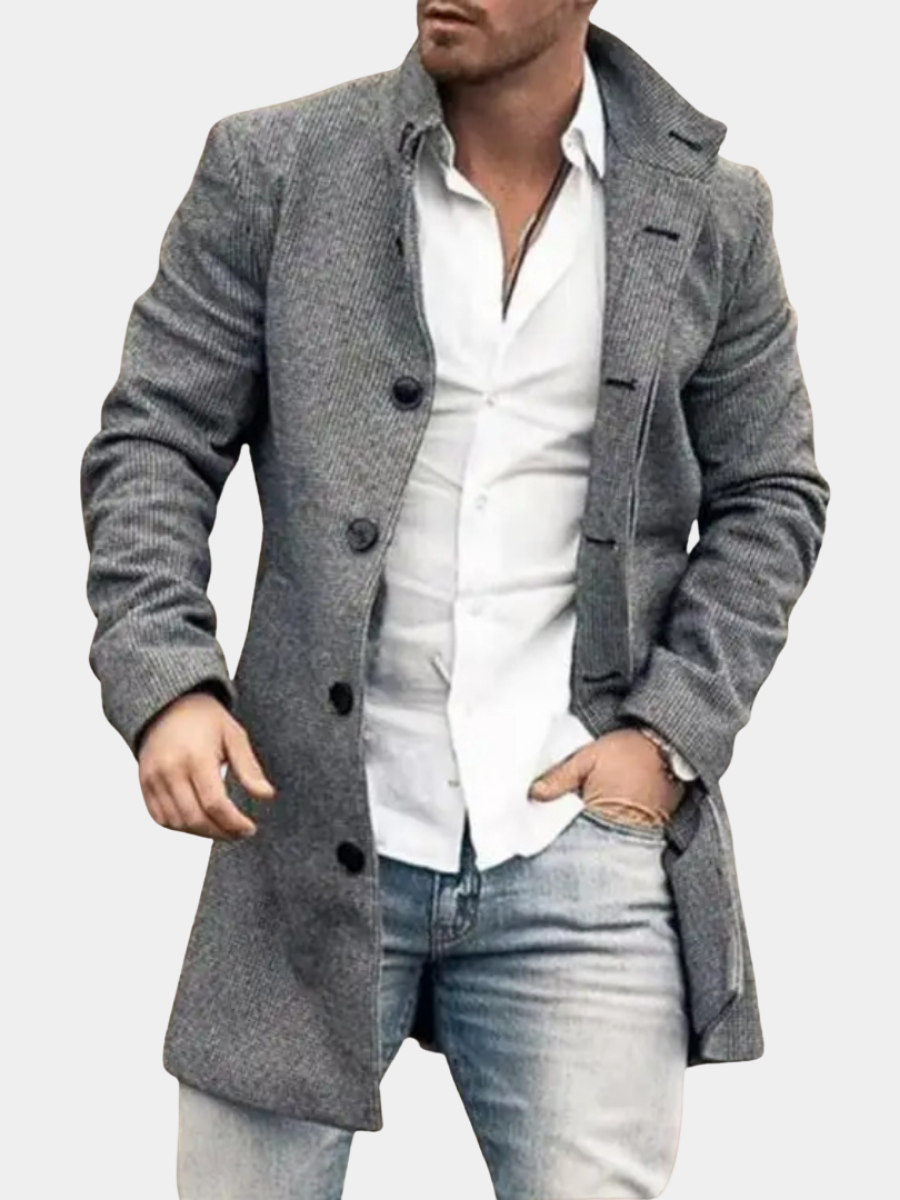 Manteau élégant en lainage coupe droite à carreaux homme – Questembert