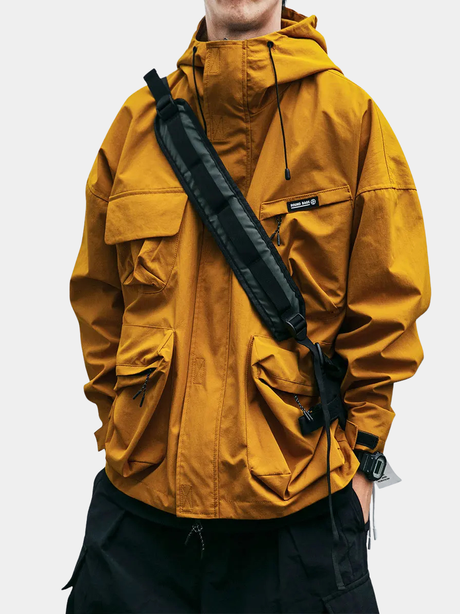 Veste à capuche utilitaire jaune ocre