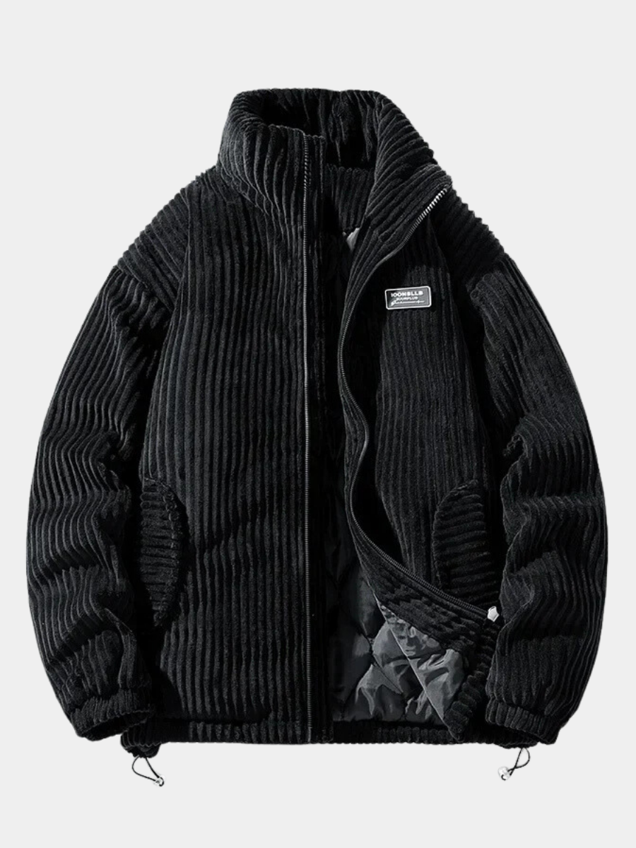 Veste zippée en velours côtelé matelassée