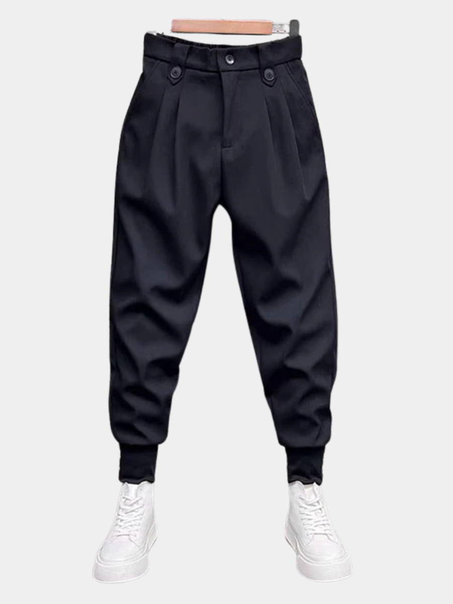 Pantalon noir ample à taille élastique