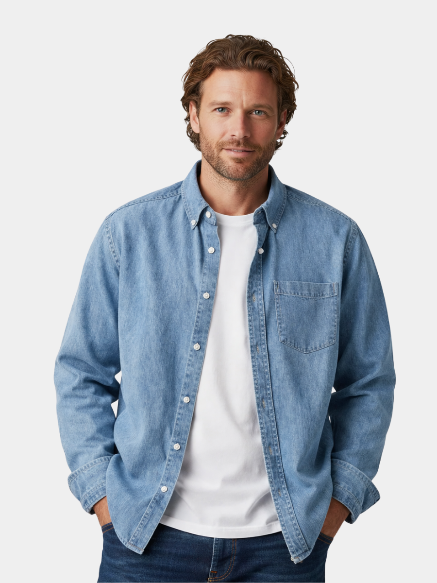 Chemise effet usé à poche poitrine