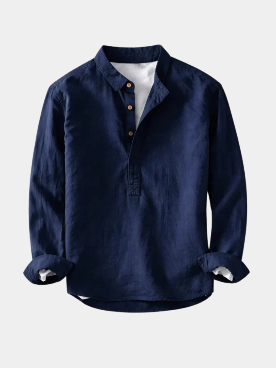 Chemise aspect lin lavé ourlet arrondi