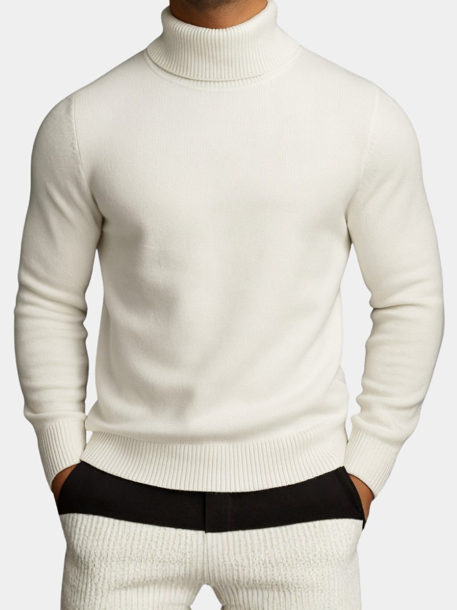 Pull col roulé en maille fine coupe classique pour l'hiver et la mi-saison homme – Houat