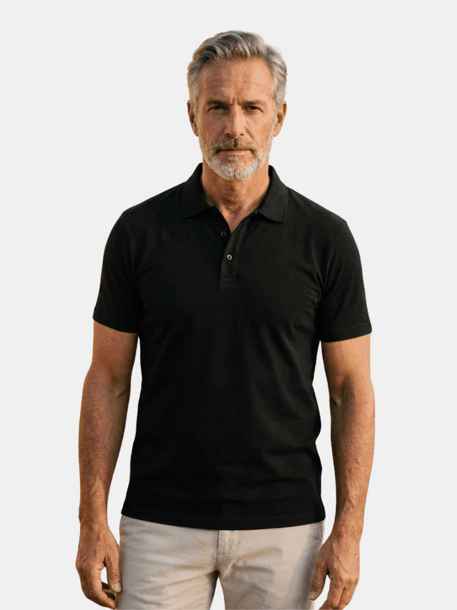Polo extensible à patte deux boutons