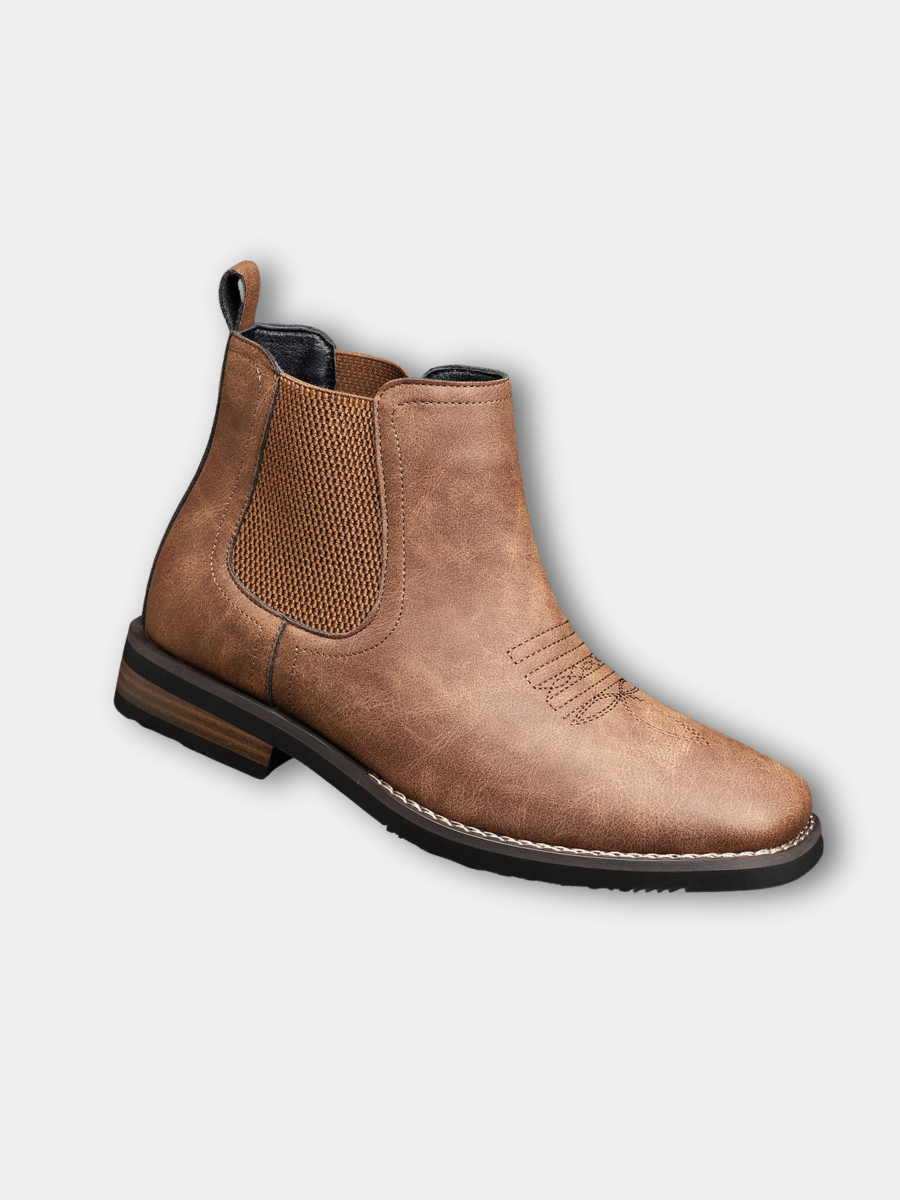 Bottines effet cuir à élastiques latéraux