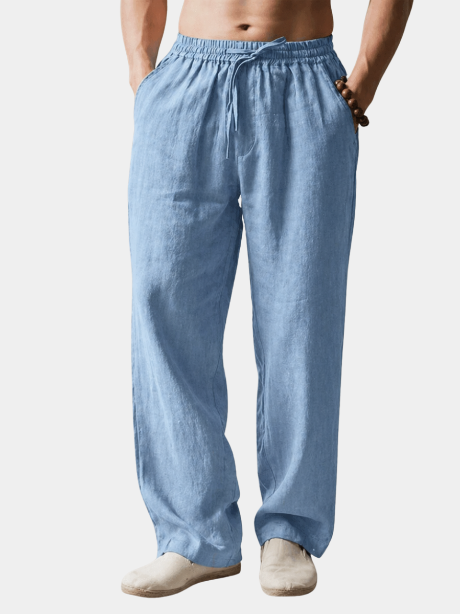Pantalon aspect lin à cordon