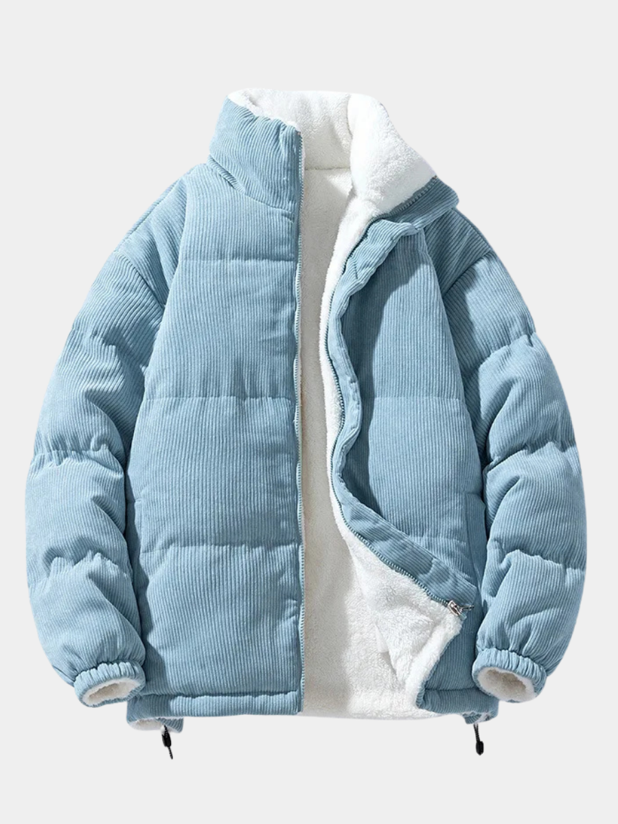 Blouson matelassé velours côtelé doublure peluche