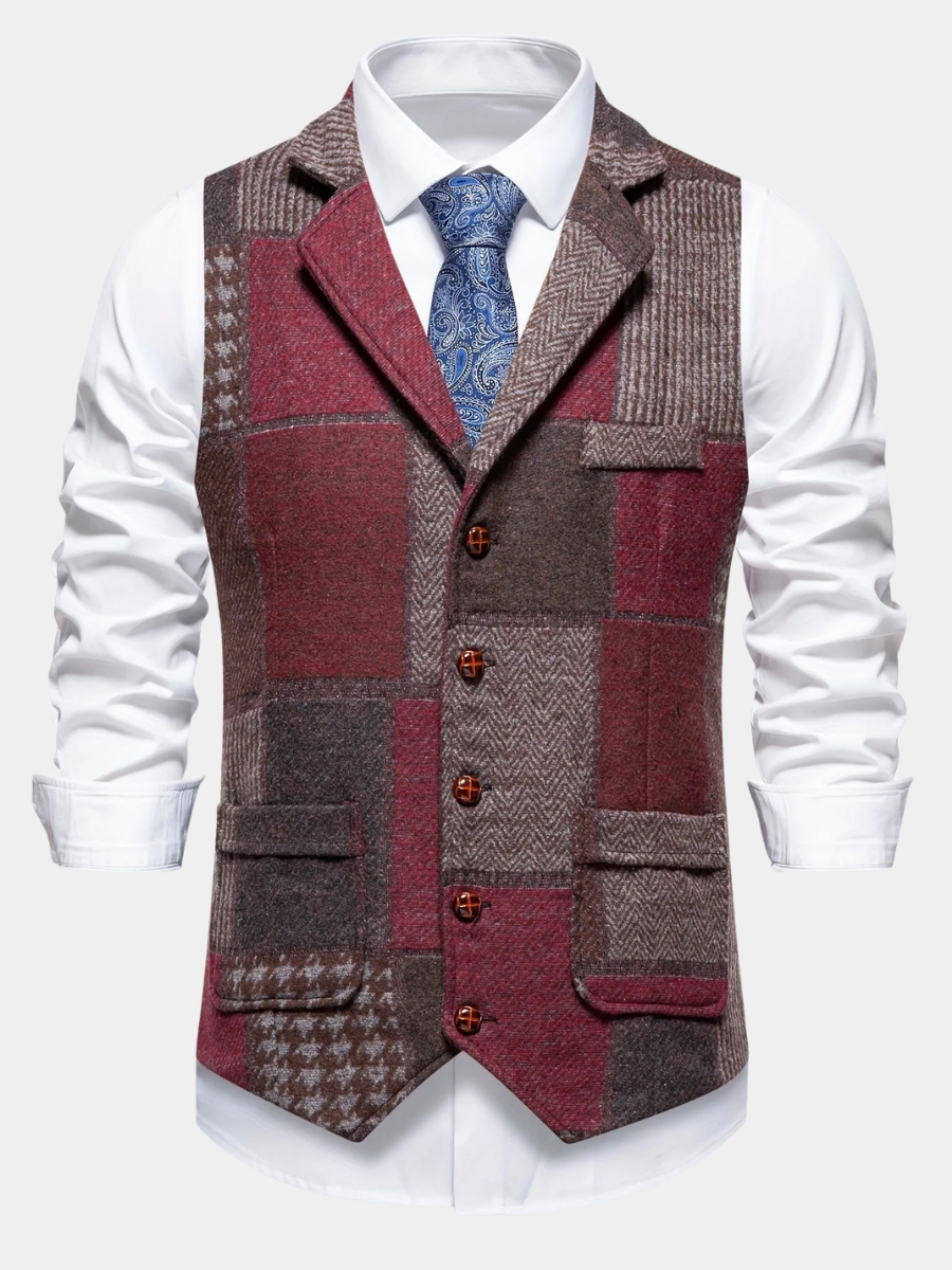 Gilet de costume aspect tweed boutonné