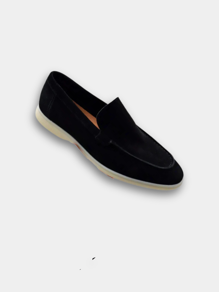 Mocassins aspect daim beige semelle claire