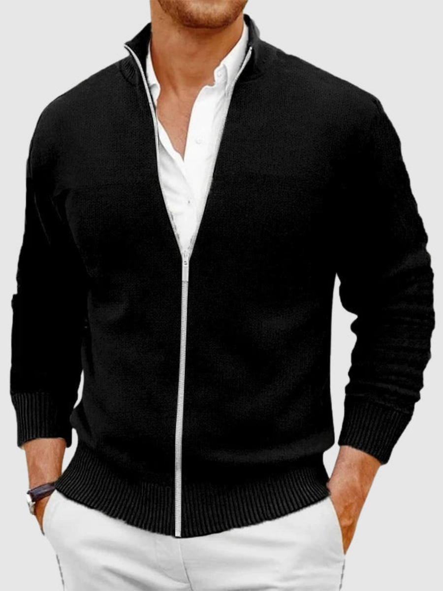 Cardigan zippé à col montant en maille