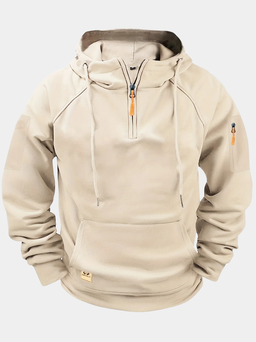 Sweat à capuche demi-zip poche kangourou