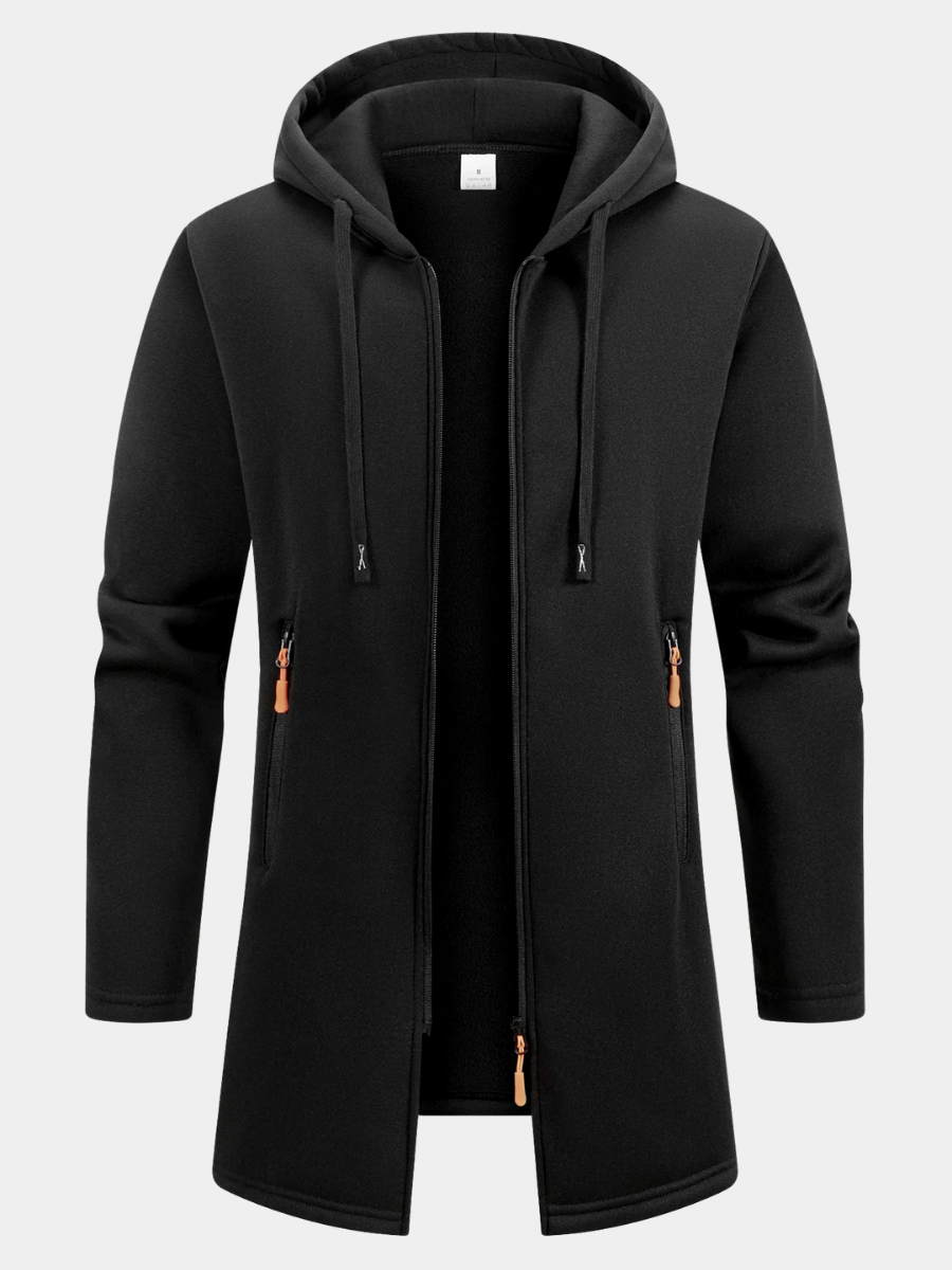 Veste longue zippée à capuche