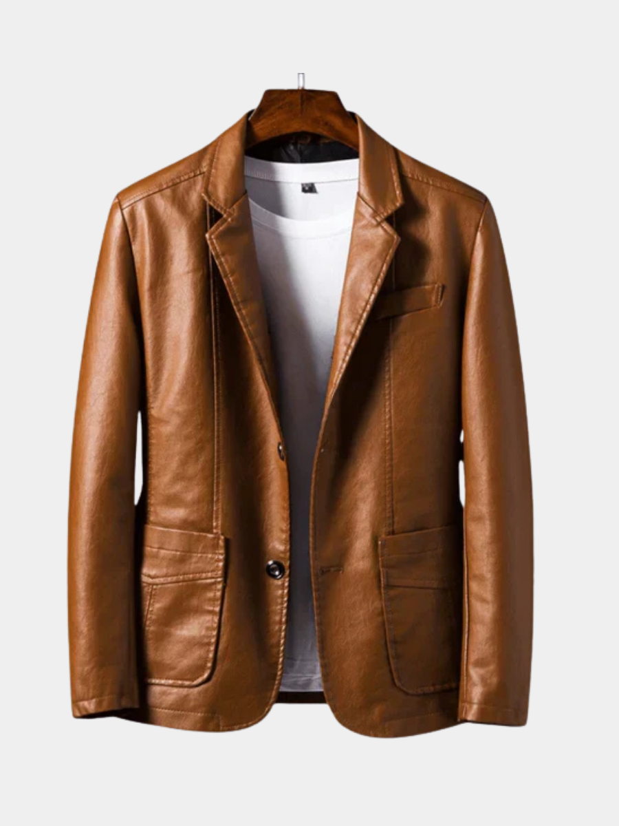 Veste blazer effet cuir à deux boutons