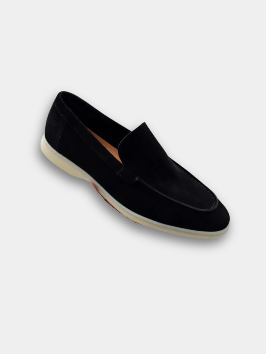 Mocassins aspect daim beige à enfiler