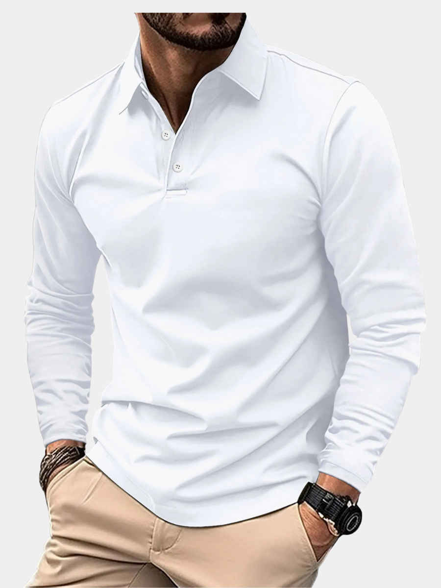 Polo à manches longues coupe classique col polo moderne sobre homme – Tartas