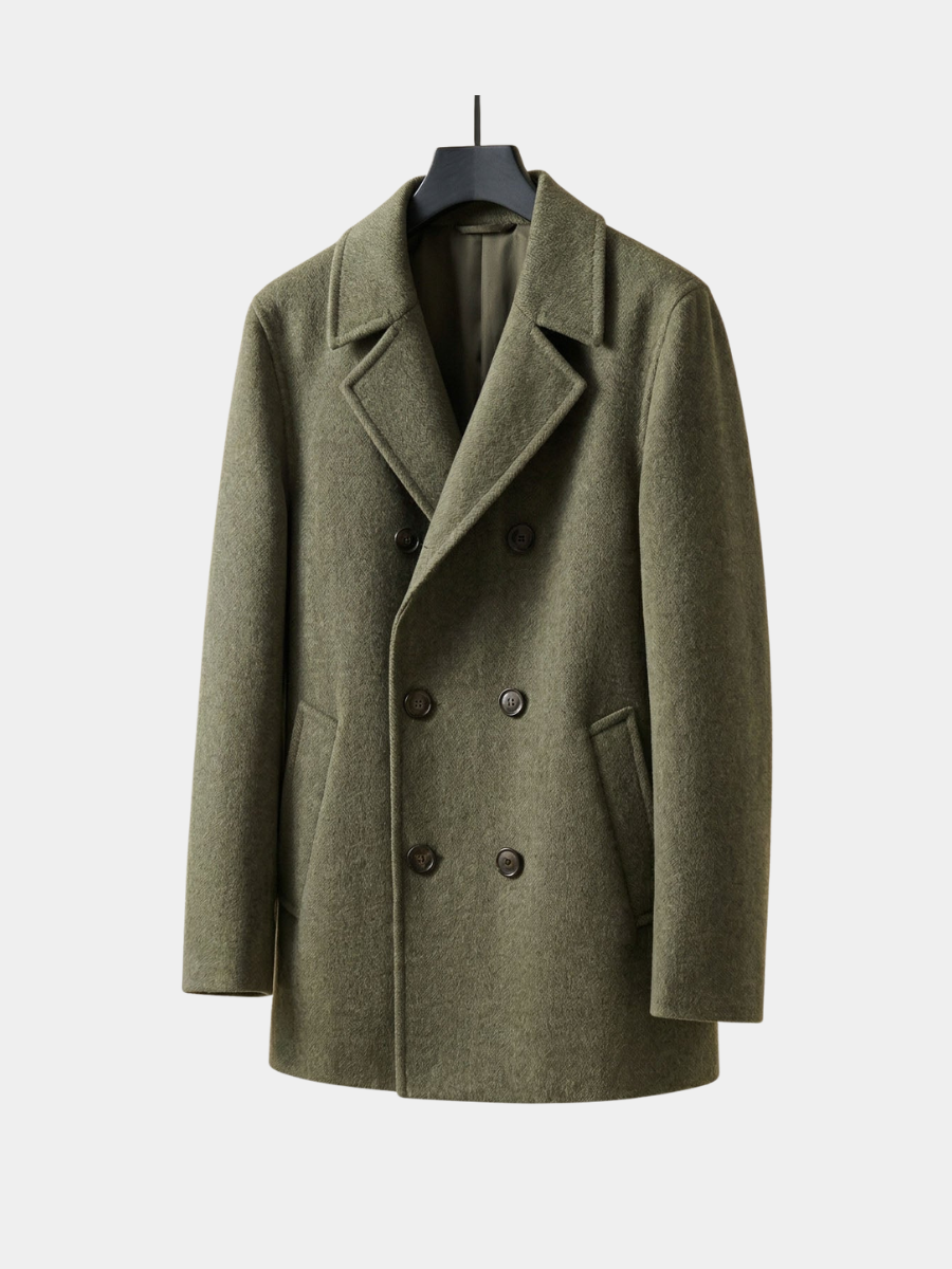 Manteau croisé aspect lainage revers crantés
