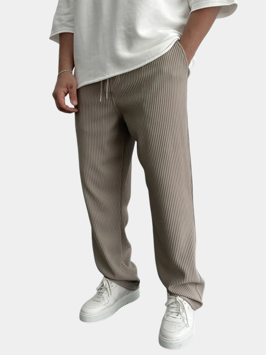 Pantalon maille côtelée taille à cordon
