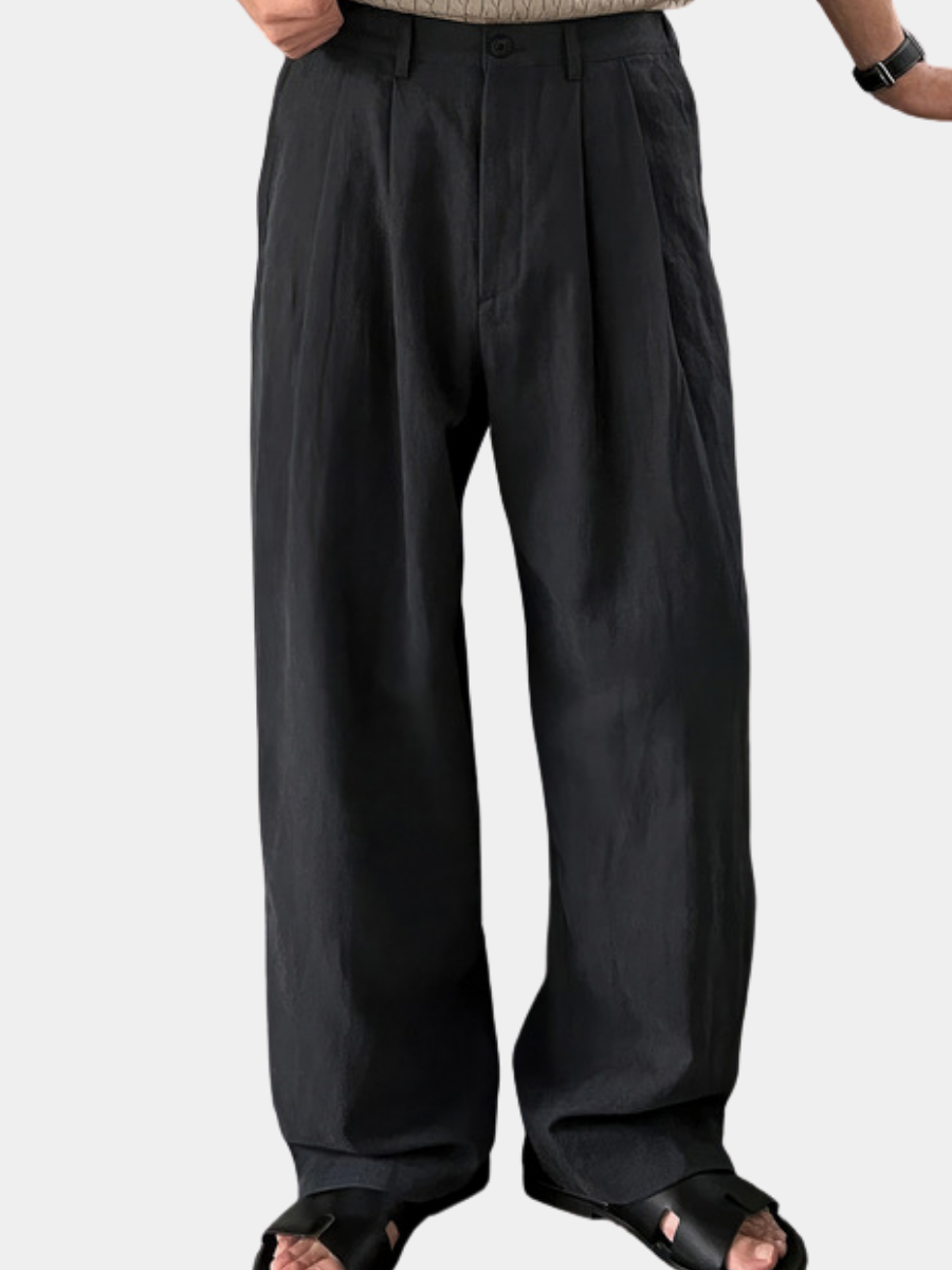 Pantalon en lin jambes larges léger respirant été homme – Corton