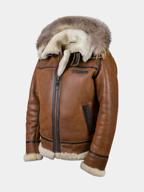 Blouson aviateur effet cuir à capuche