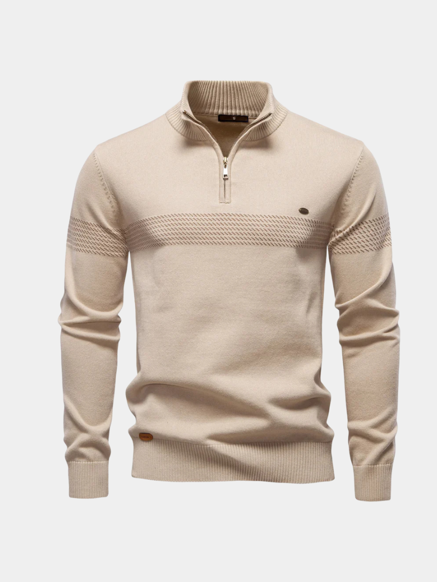 Pull demi-zip en maille torsadée