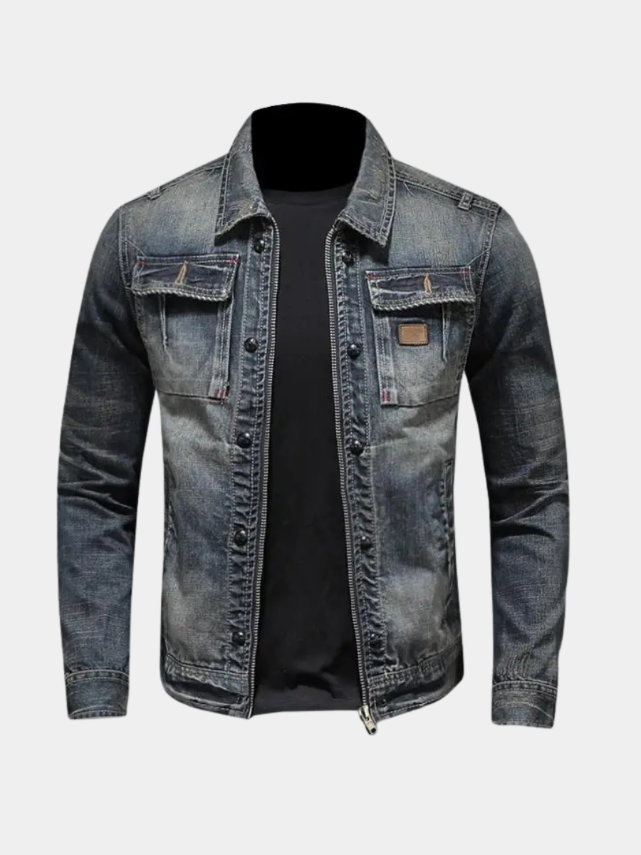 Veste en jean délavé zippée