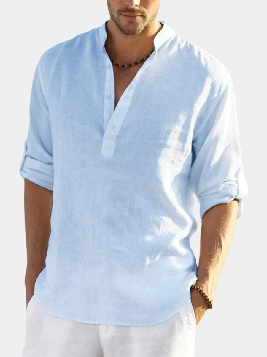 Chemise aspect lin col tunisien