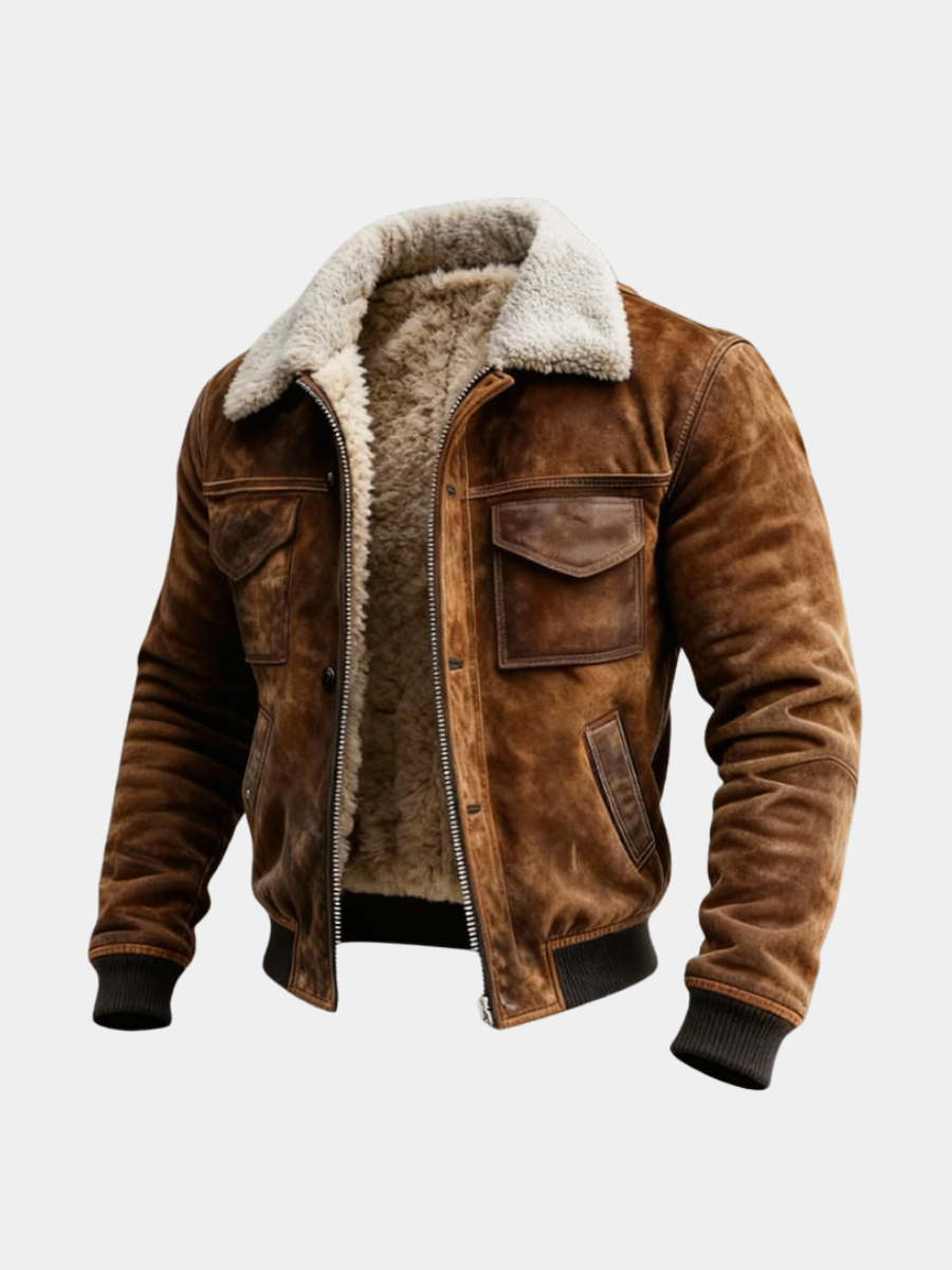 Veste marron zippée doublure effet sherpa