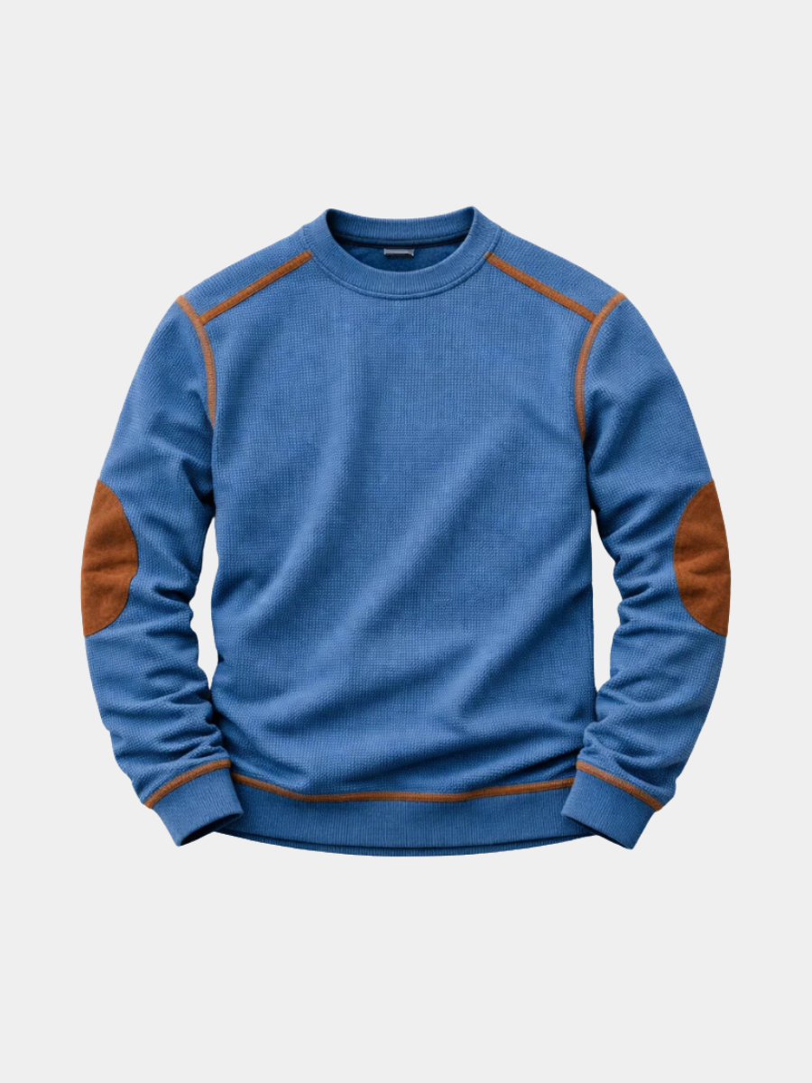Pull gaufré col rond à coudières