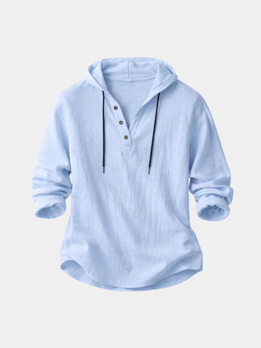 Chemise à capuche aspect lin boutonnée