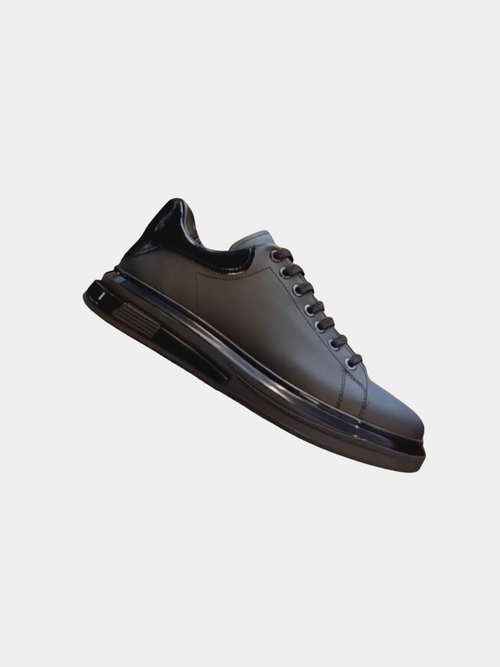 Baskets basses noires effet cuir lisse