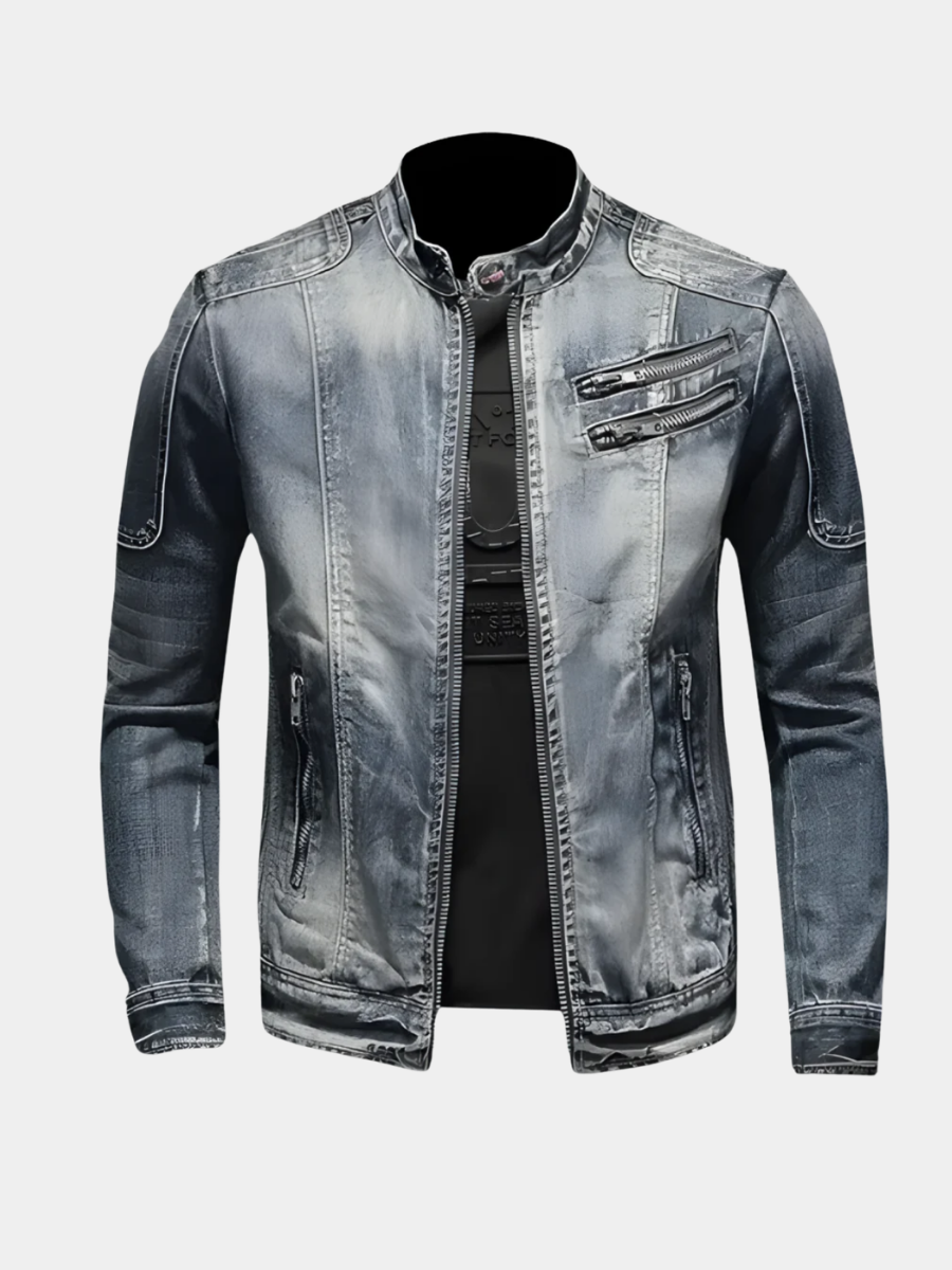 Veste en jean grise zippée