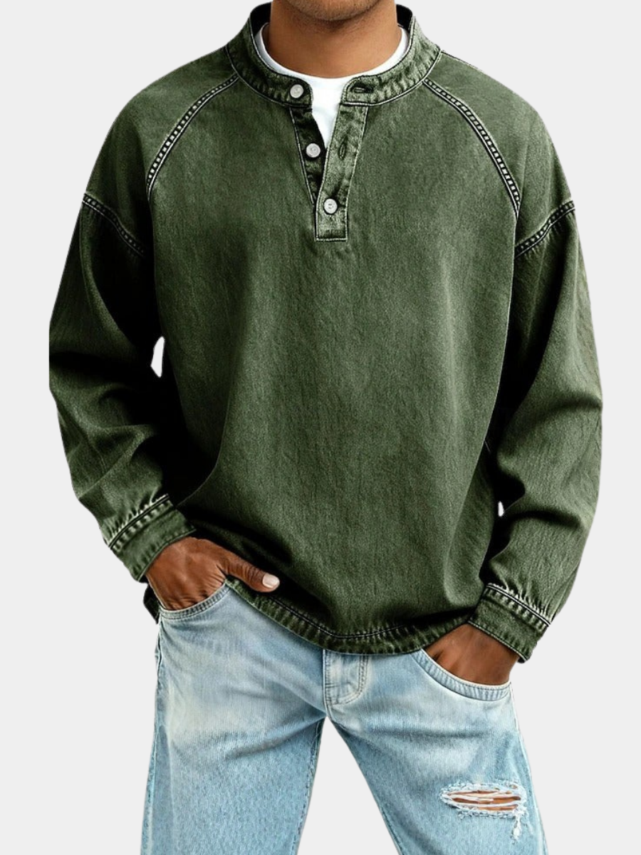 Chemise henley encolure boutonnée coupe ample