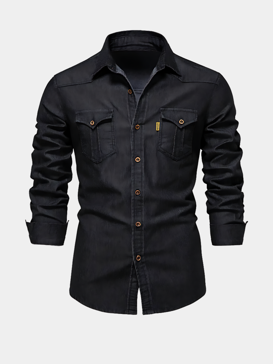 Chemise en denim à poches rabat