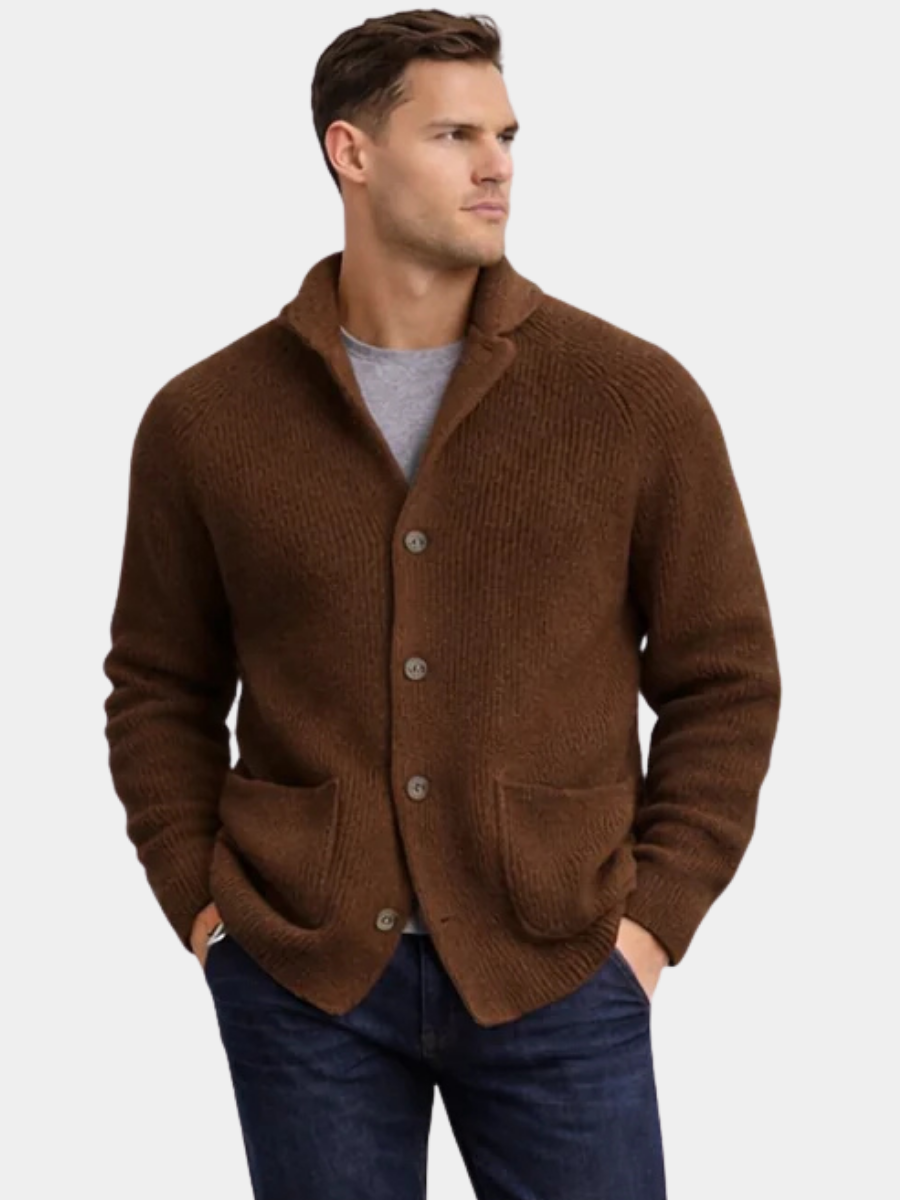 Gilet col châle maille côtelée
