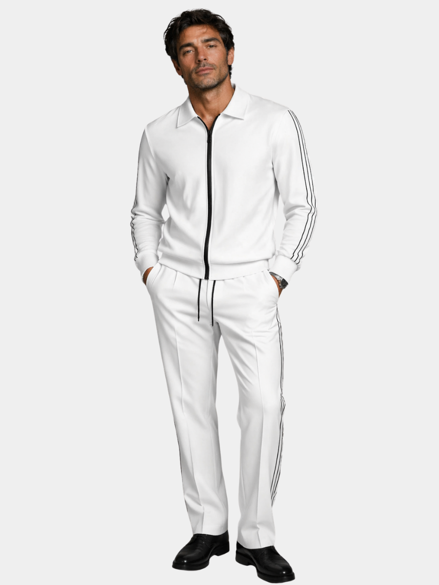 Ensemble veste zippée et pantalon à bandes