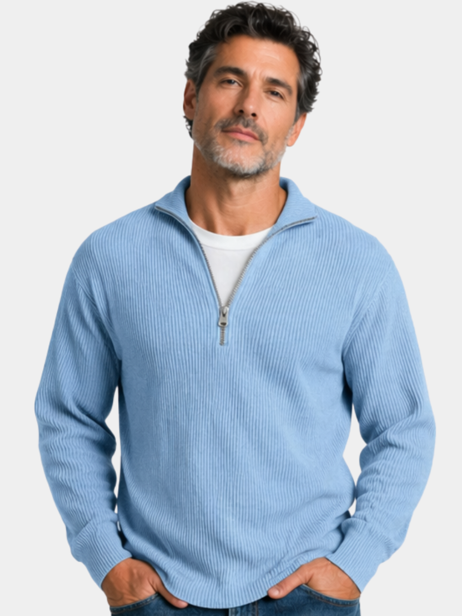 Pull col zippé en maille structurée