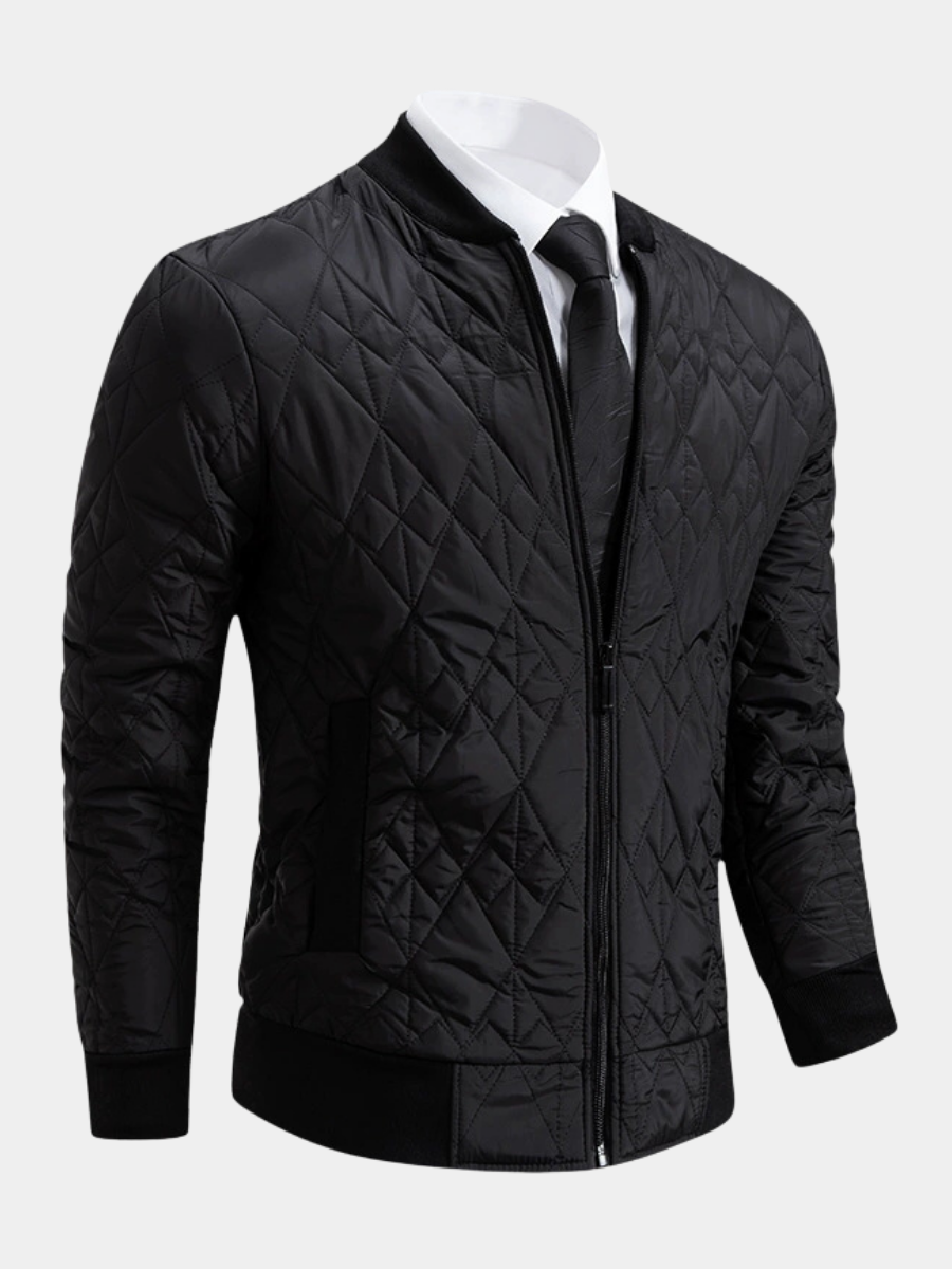 Cardigan zippé matelassé à motif losanges
