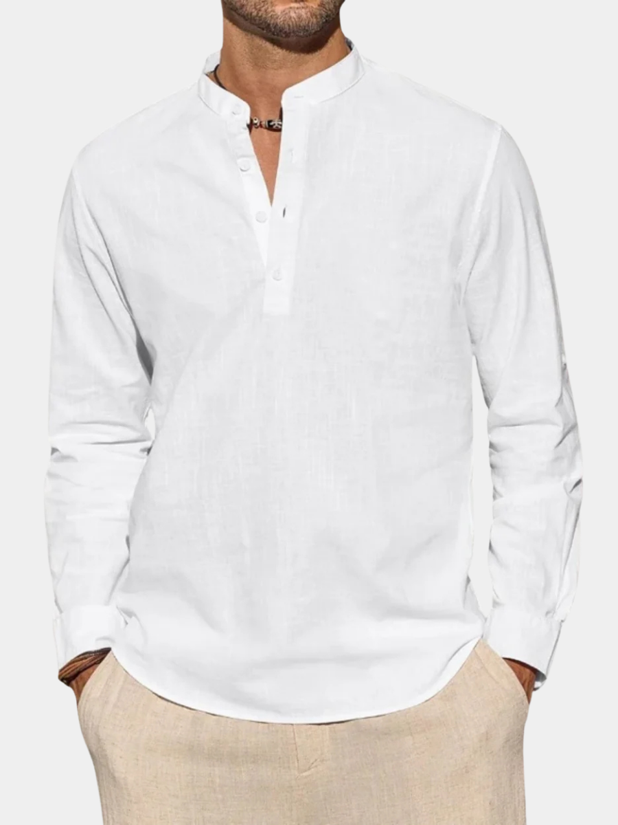 Chemise à encolure henley boutonnée