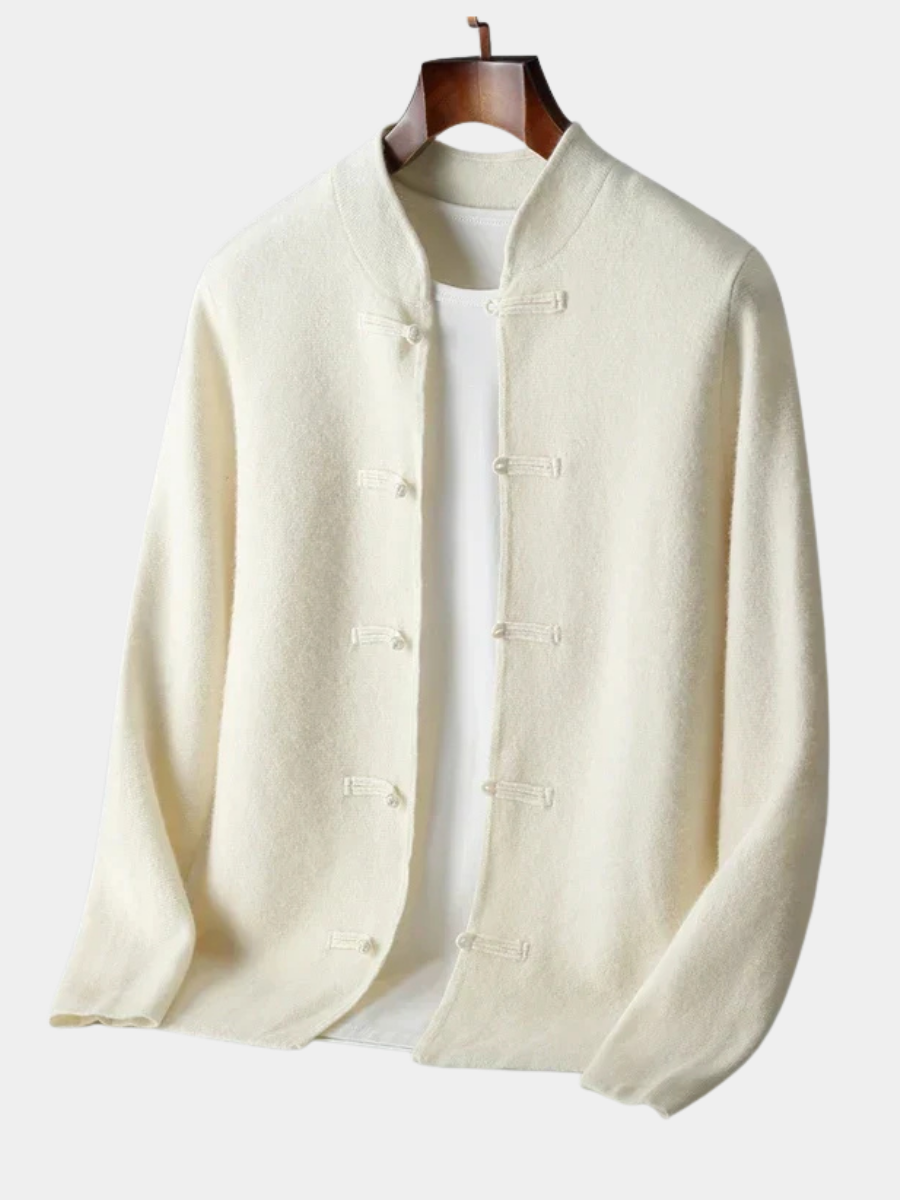 Cardigan boutonné à col montant