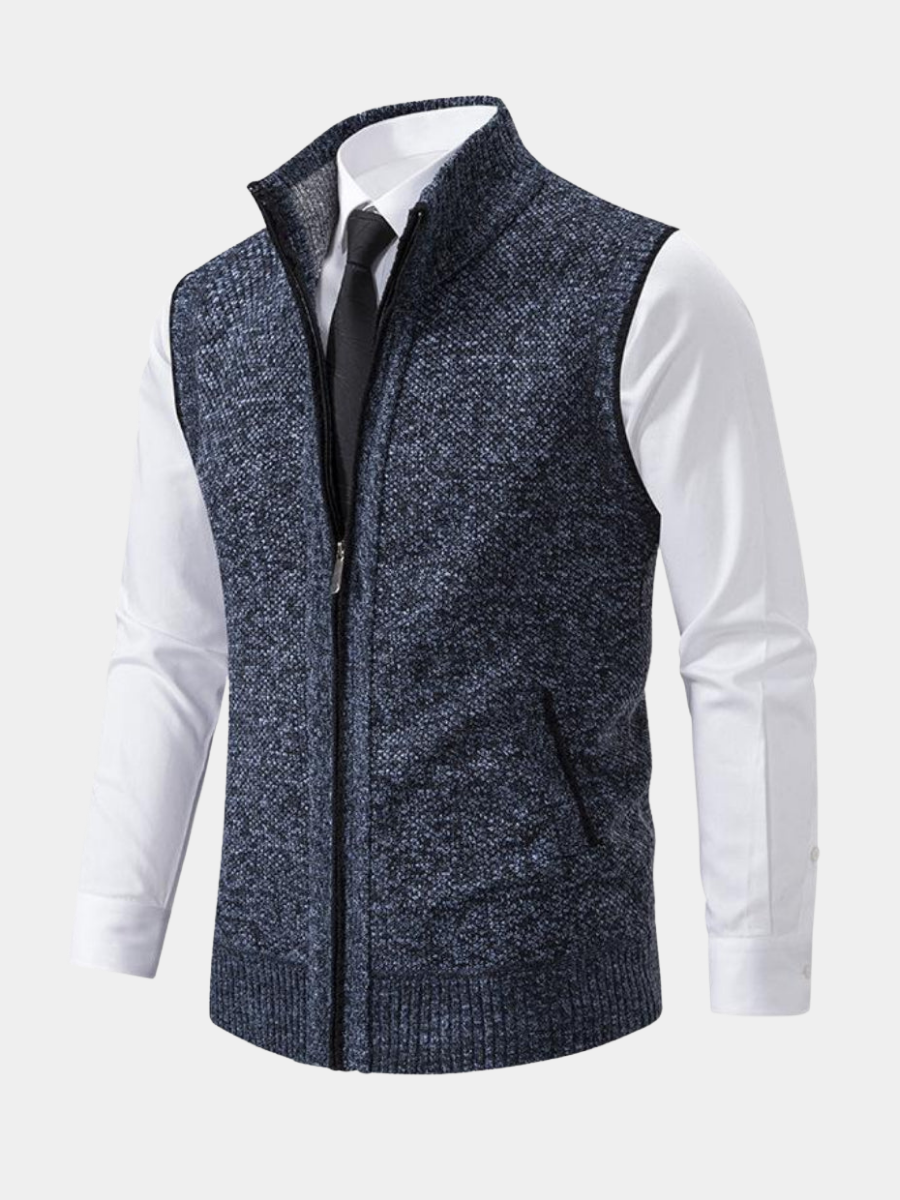 Gilet sans manches zippé en maille chinée