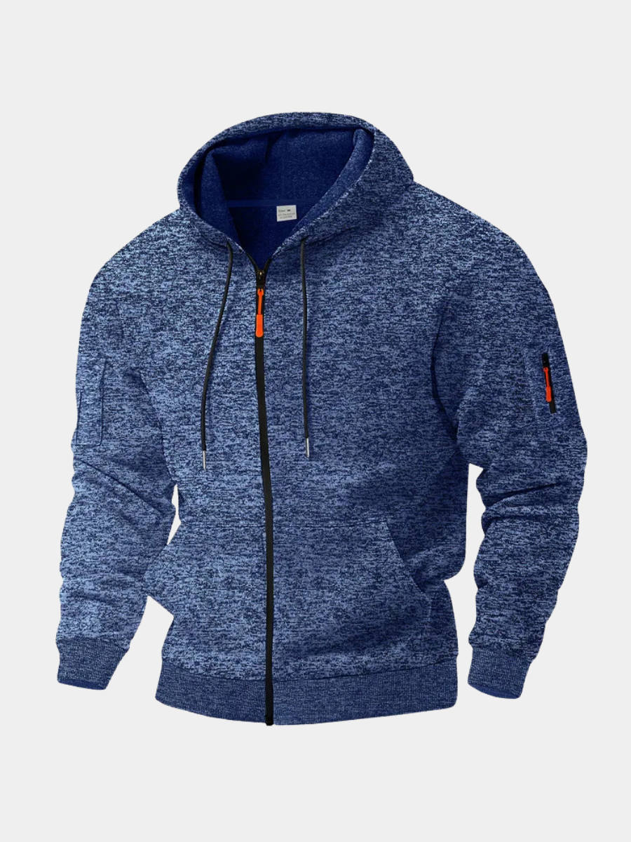 Veste polaire zippée à capuche chinée