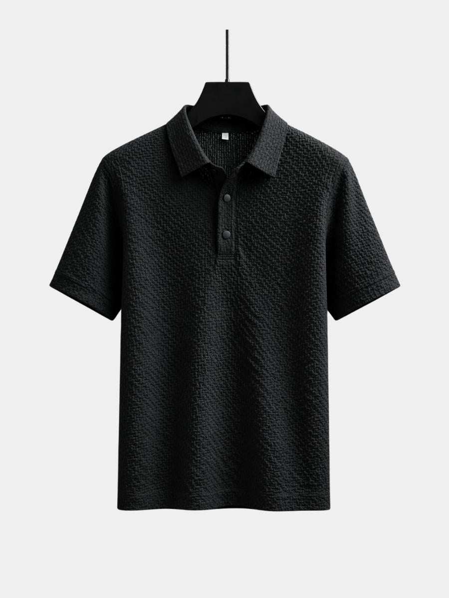 Polo texturé à col boutonné