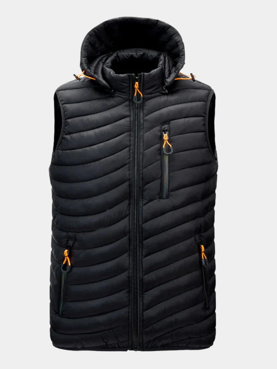 Gilet rembourré sans manches à capuche
