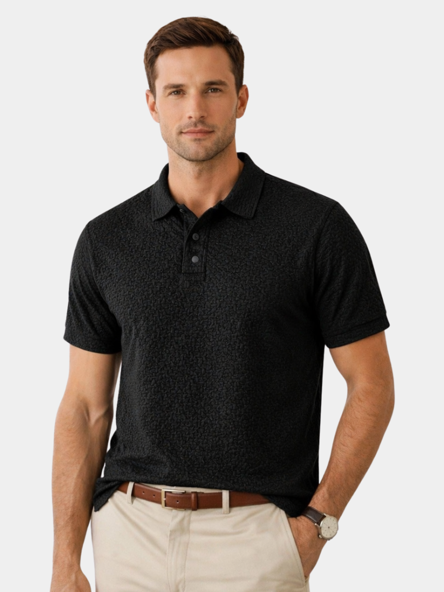 Polo texturé à col boutonné