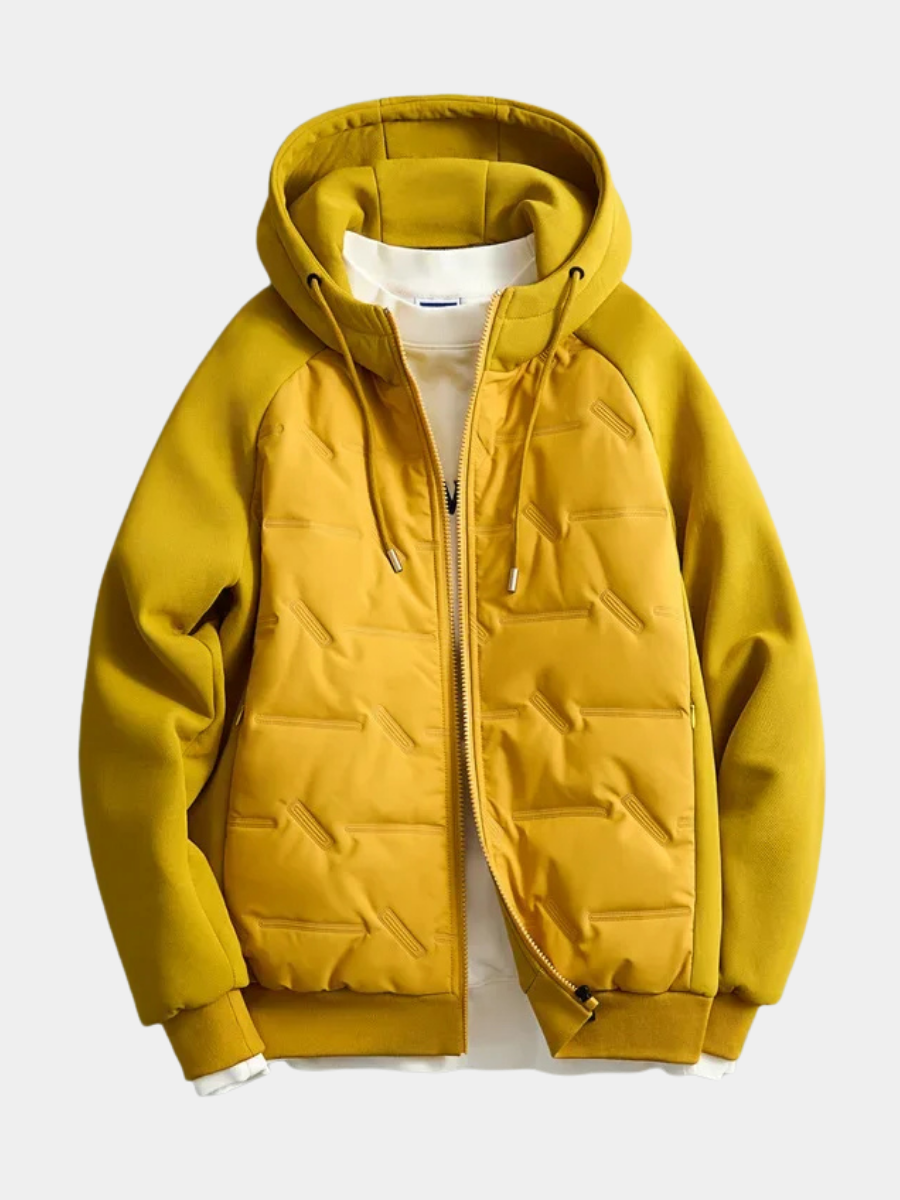 Veste hybride zippée à capuche matelassée