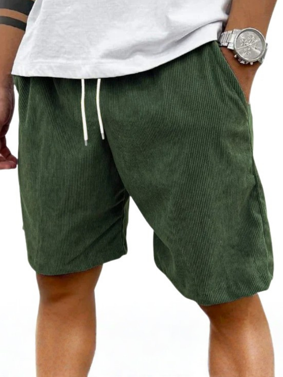 Short en velours côtelé fin à cordon