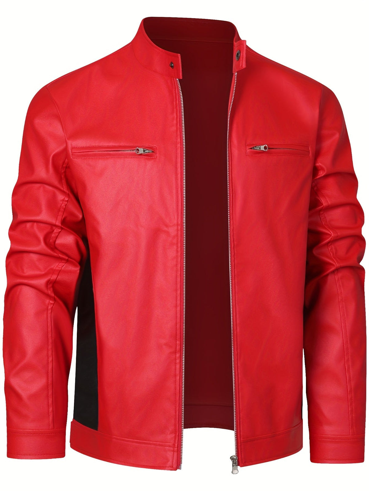 Veste effet cuir zippée col relevé