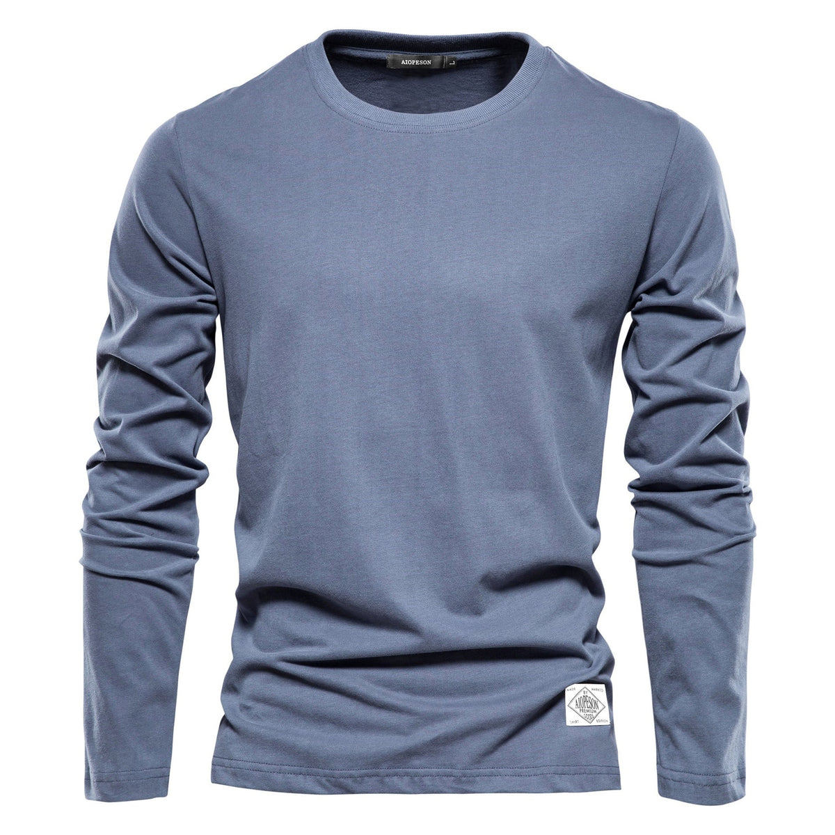 T-shirt manches longues col rond bleu marine