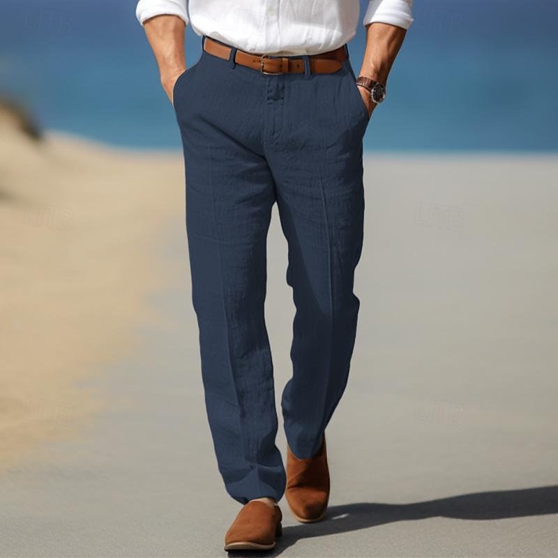 Pantalon en lin premium avec passants de ceinture homme – Lappe